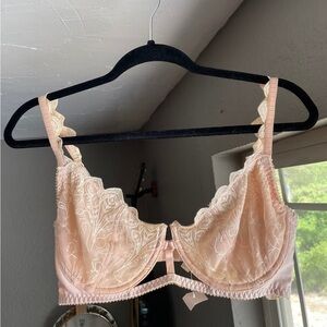 Free People Lace Trim Bra in Pink and Cream
